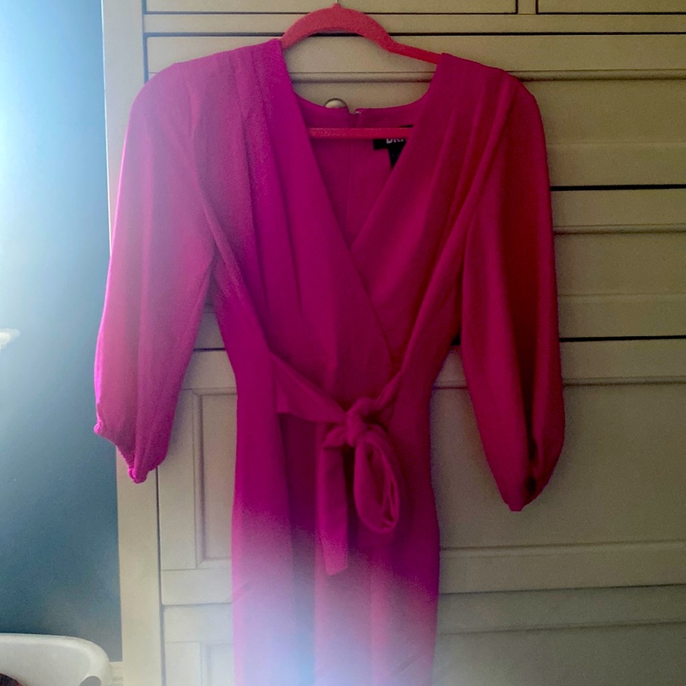 DKNY Magental faux wrap dress